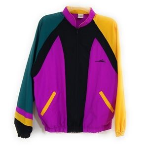 VINTAGE Womens 80s Colorblock Windbreaker Jacket M